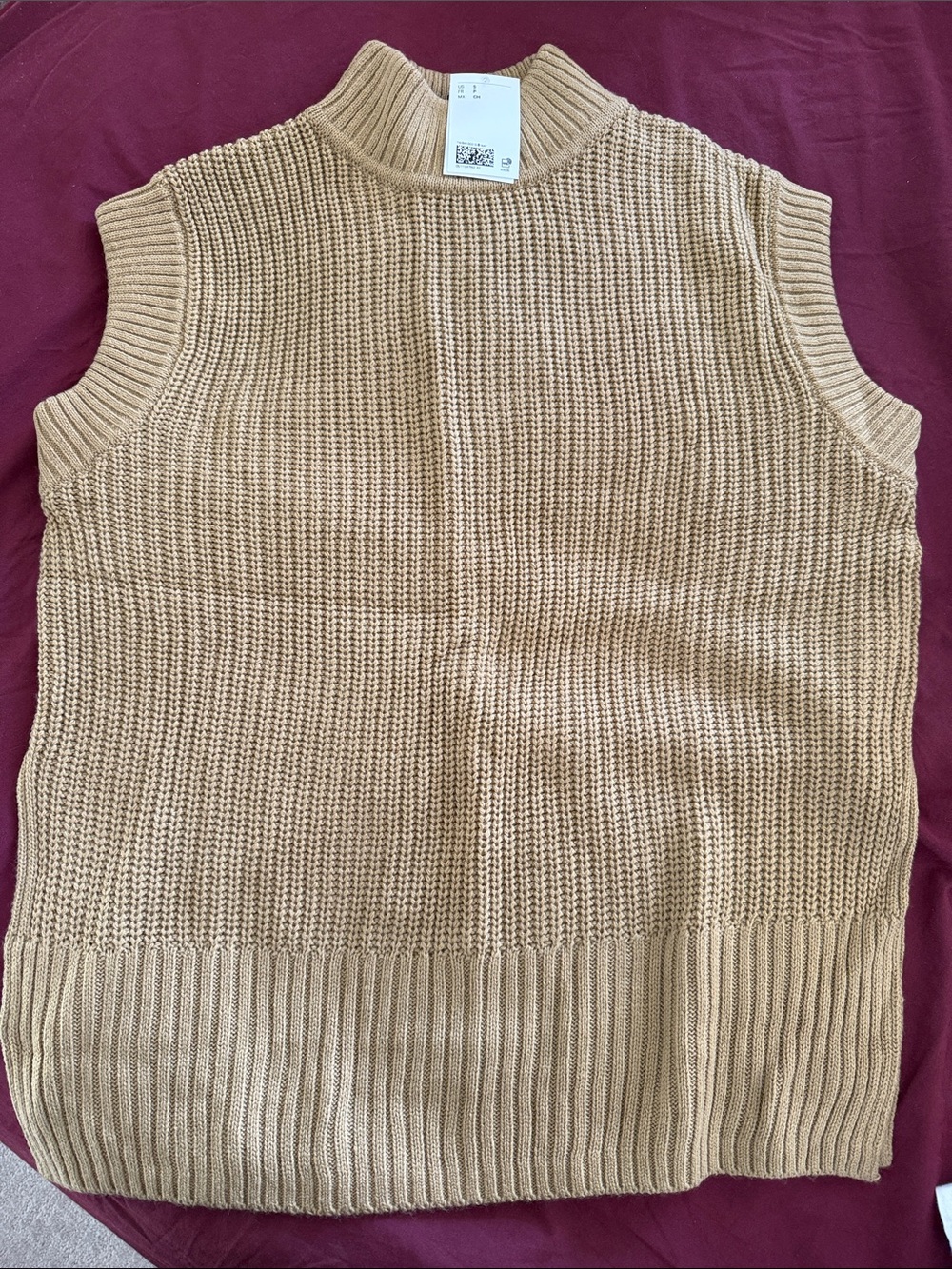 H&M Sleeveless Cowl Neck Knit Vest - Camel